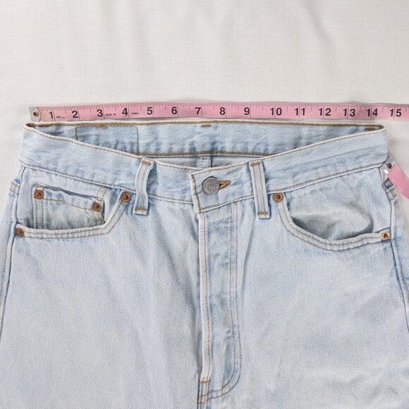 Levi's VTG Light Wash Denim Button Fly Long Length Jorts Jean Shorts - Picture 3 of 10